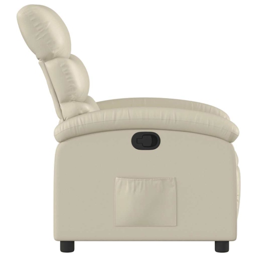 vidaXL Manual Recliner Chair, Adjustable Backrest/ Footrest, Cream Leather Reclining Sofa