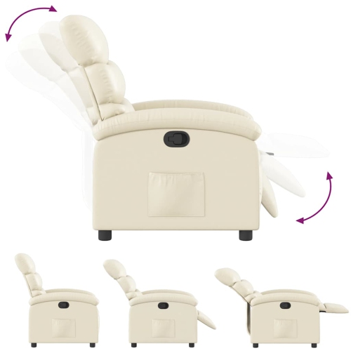 vidaXL Manual Recliner Chair, Adjustable Backrest/ Footrest, Cream Leather Reclining Sofa