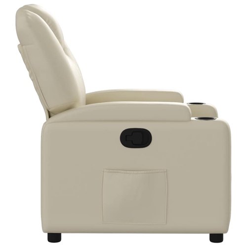 vidaXL Manual Recliner Chair, Adjustable Backrest/ Footrest, Cream Leather