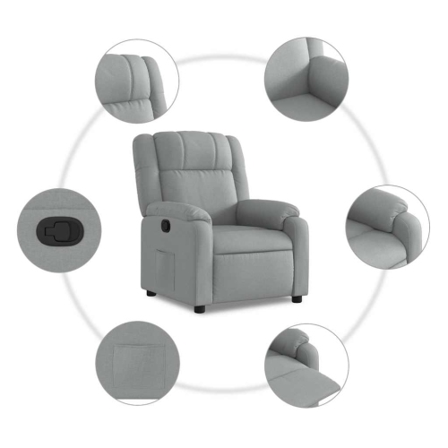 vidaXL Manual Recliner Chair for Living Room, Adjustable Backrest&Footrest, Light Gray Fabric