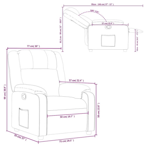 vidaXL Manual Recliner Chair for Living Room, Adjustable Backrest&Footrest, Light Gray Fabric