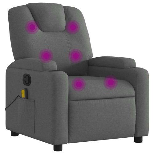 Fauteuil de massage inclinable en tissu gris foncé vidaXL
