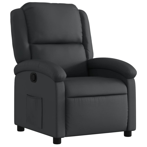 vidaXL Manual Recliner Chair, Adjustable Backrest/ Footrest, Black Real Leather