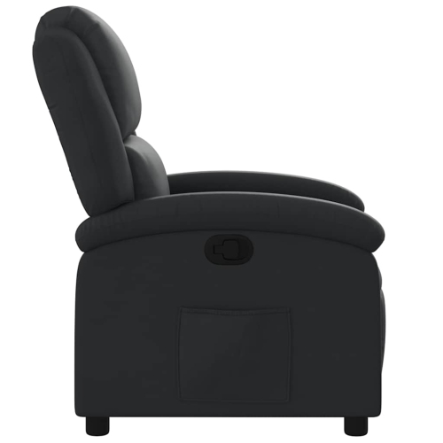 vidaXL Manual Recliner Chair, Adjustable Backrest/ Footrest, Black Real Leather