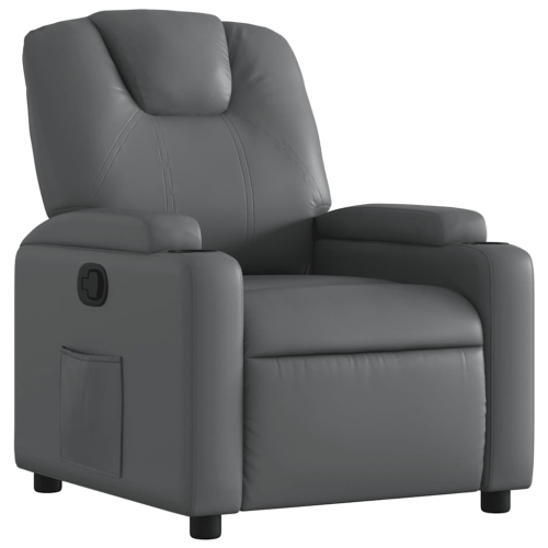 vidaXL Manual Recliner Chair, Adjustable Backrest/ Footrest, Gray Leather