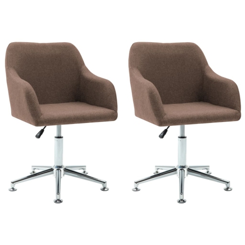 VIDAXL  Swivel Dining Chairs 2 PCs Fabric In Brown