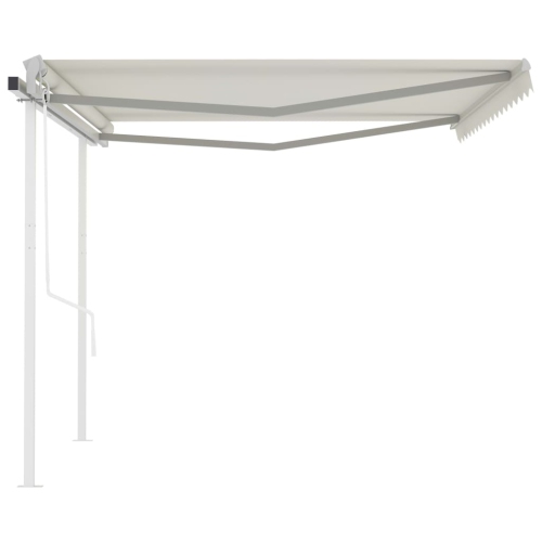 vidaXL Automatic Retractable Awning with Posts 4x3 m Cream
