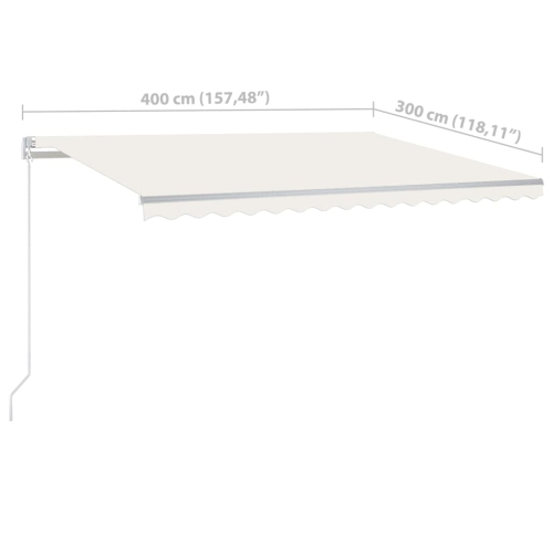 vidaXL Automatic Retractable Awning with Posts 4x3 m Cream