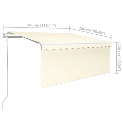 vidaXL Automatic Retractable Awning with Blind 3x2.5m Cream