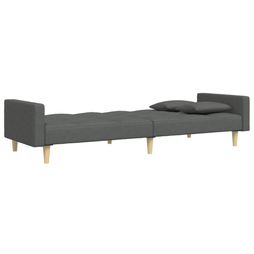 vidaXL 2-Seater Sofa Bed with Footstool Dark Grey Fabric