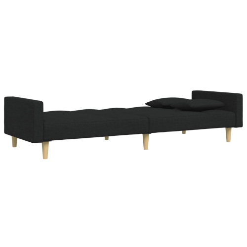vidaXL 2-Seater Sofa Bed with Footstool Black Fabric