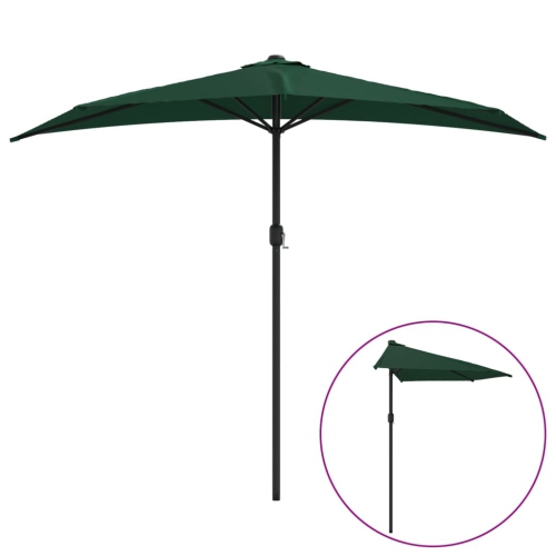 VIDAXL  Garden Parasol With Aluminium Pole 270X144 Cm Half In Green