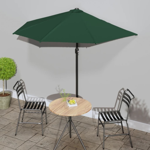 vidaXL Garden Parasol with Aluminium Pole Green 270x144 cm Half