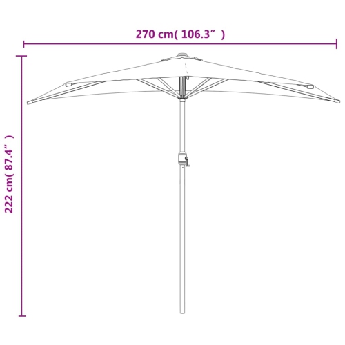 vidaXL Garden Parasol with Aluminium Pole Green 270x144 cm Half