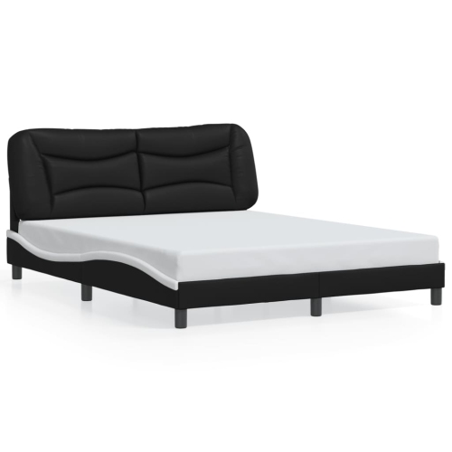vidaXL Bed Frame without Mattress "Hvar" Black and White 152x203 cm Faux Leather