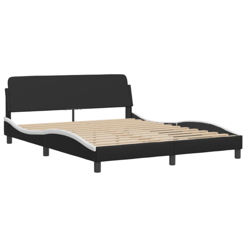vidaXL Bed Frame without Mattress "Hvar" Black and White 152x203 cm Faux Leather