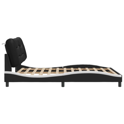 vidaXL Bed Frame without Mattress "Hvar" Black and White 152x203 cm Faux Leather