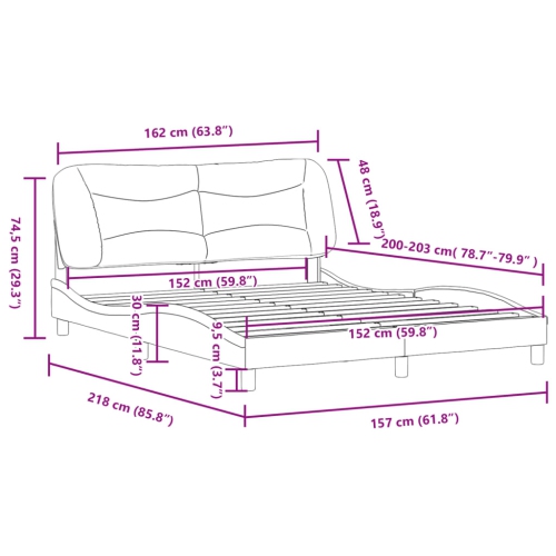 vidaXL Bed Frame without Mattress "Hvar" Black and White 152x203 cm Faux Leather