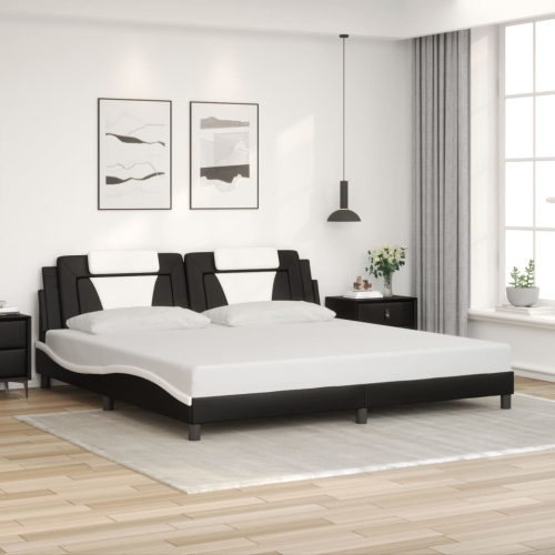 Cadre de lit vidaXL «&nbsp;Viana&nbsp;» sans matelas Noir et blanc Similicuir 203&nbsp;cm de 193&nbsp;po