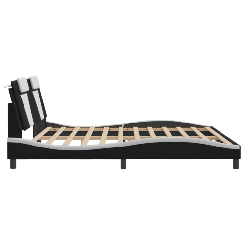 Cadre de lit vidaXL «&nbsp;Viana&nbsp;» sans matelas Noir et blanc Similicuir 203&nbsp;cm de 193&nbsp;po