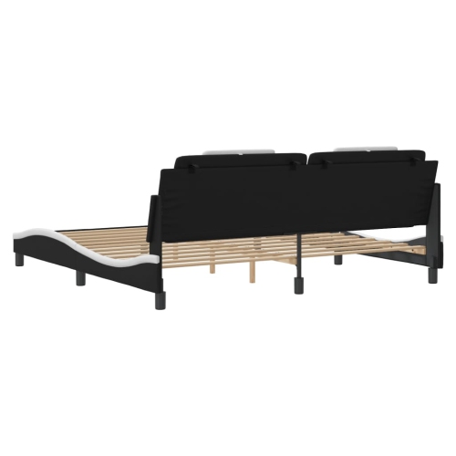 Cadre de lit vidaXL «&nbsp;Viana&nbsp;» sans matelas Noir et blanc Similicuir 203&nbsp;cm de 193&nbsp;po
