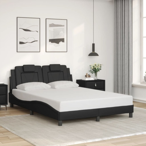 Cadre de lit vidaXL «&nbsp;Viana&nbsp;» sans matelas en similicuir noir 137&nbsp;po 190&nbsp;cm