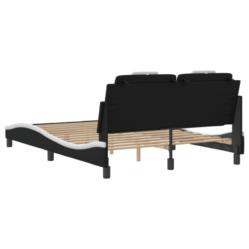 Cadre de lit vidaXL «&nbsp;Viana&nbsp;» sans matelas Noir et blanc Similicuir 190&nbsp;cm de 137&nbsp;po