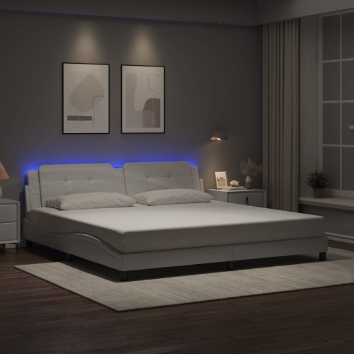 vidaXL Bed Frame with LED without Mattress "Zadar" White 193x203 cm