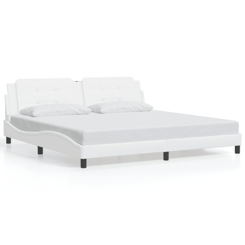 vidaXL Bed Frame with LED without Mattress "Zadar" White 193x203 cm