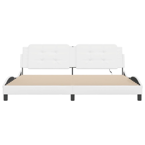 vidaXL Bed Frame with LED without Mattress "Zadar" White 193x203 cm