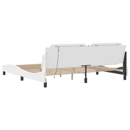 vidaXL Bed Frame with LED without Mattress "Zadar" White 193x203 cm