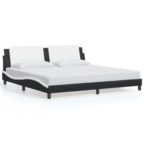 vidaXL Bed Frame with LED without Mattress "Zadar" Black and White 193x203 cm