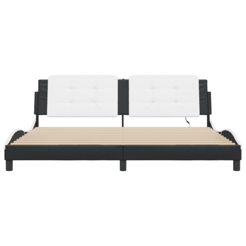 vidaXL Bed Frame with LED without Mattress "Zadar" Black and White 193x203 cm