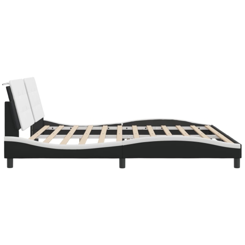 vidaXL Bed Frame with LED without Mattress "Zadar" Black and White 193x203 cm