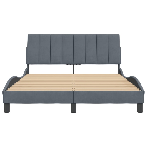 Cadre de lit vidaXL sans matelas «&nbsp;Hanko&nbsp;» Gris foncé velours 190&nbsp;cm de 137&nbsp;po