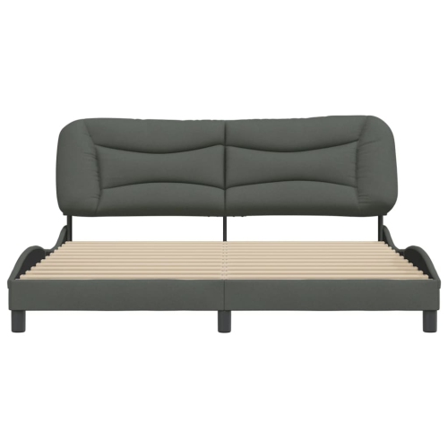Cadre de lit sans matelas VidaXL «&nbsp;Hvar&nbsp;» Gris foncé 183x213&nbsp;cm Tissu