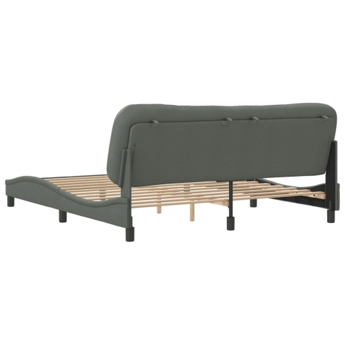 Cadre de lit sans matelas VidaXL «&nbsp;Hvar&nbsp;» Gris foncé 183x213&nbsp;cm Tissu