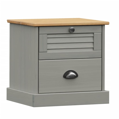 VIDAXL  Bedside Cabinet Vigo 42X35X42 Cm Solid Wood Pine In Grey