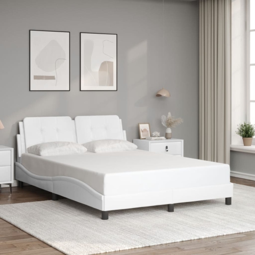 Cadre de lit vidaXL sans matelas «&nbsp;Zadar&nbsp;» Blanc 137 lignes en similicuir 190&nbsp;cm