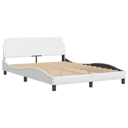 Cadre de lit vidaXL sans matelas «&nbsp;Zadar&nbsp;» Blanc 137 lignes en similicuir 190&nbsp;cm