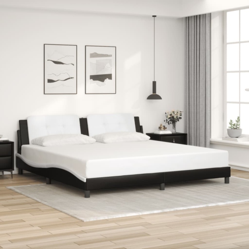 vidaXL Bed Frame without Mattress "Zadar" Black and White 193x203 cm Faux Leather