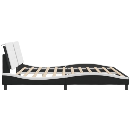 vidaXL Bed Frame without Mattress "Zadar" Black and White 193x203 cm Faux Leather