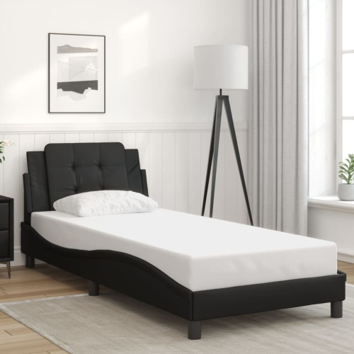Cadre de lit vidaXL sans matelas «&nbsp;Zadar&nbsp;» Noir 100 lignes Similicuir 203&nbsp;cm