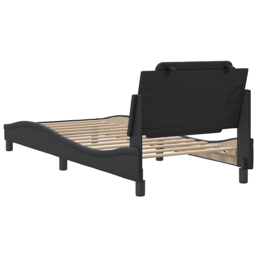 Cadre de lit vidaXL sans matelas «&nbsp;Zadar&nbsp;» Noir 100 lignes Similicuir 203&nbsp;cm