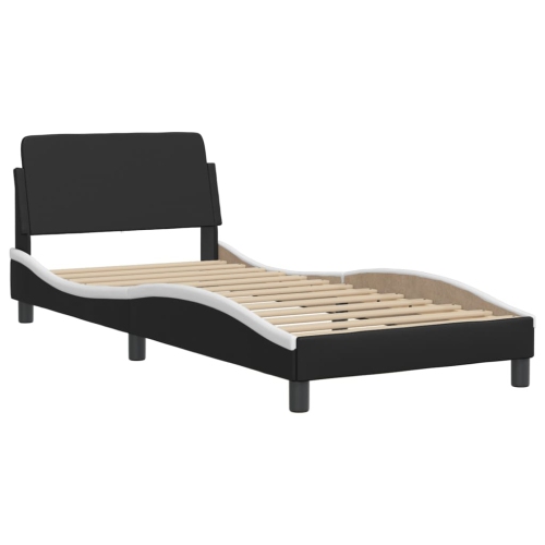 Cadre de lit vidaXL sans matelas «&nbsp;Zadar&nbsp;» Similicuir noir et blanc 100&nbsp;po 203&nbsp;cm