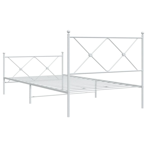 vidaXL Metal Bed Frame without Mattress with Footboard White 100x200cm