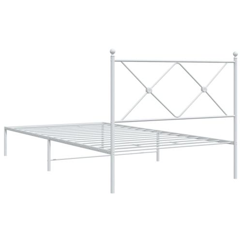 vidaXL Metal Bed Frame without Mattress with Headboard White 100x200cm