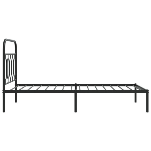 vidaXL Metal Bed Frame without Mattress with Headboard Black 100x200cm