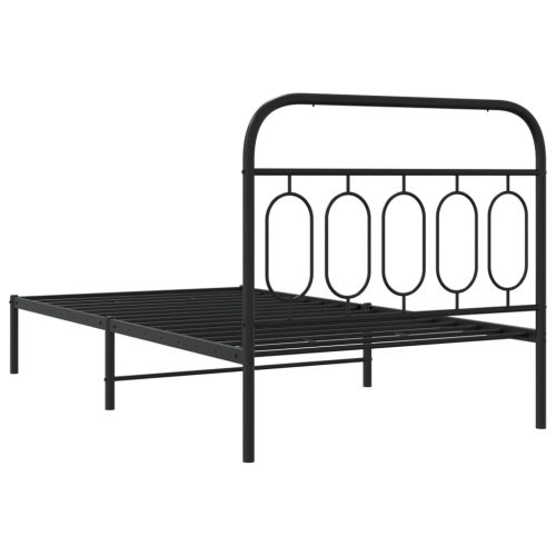 vidaXL Metal Bed Frame without Mattress with Headboard Black 100x200cm