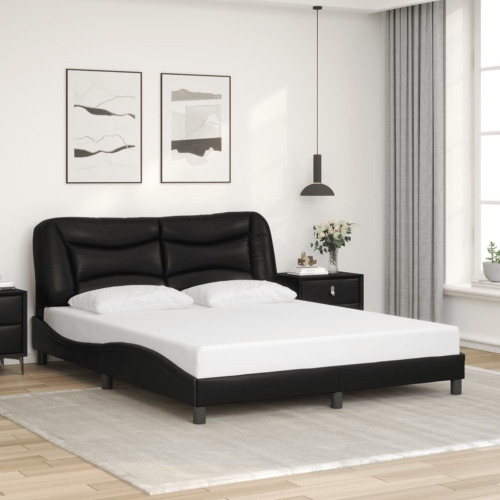 vidaXL Bed Frame without Mattress "Hvar" Black 152x203 cm Faux Leather